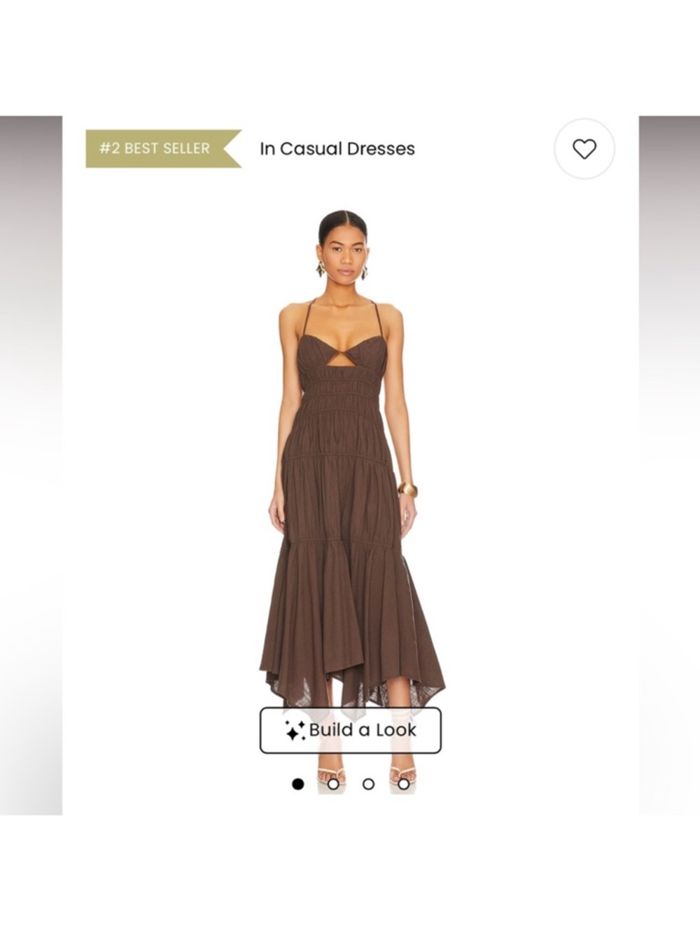 sndys everyday Brown Tiered Spaghetti-Strap Midi Dress
